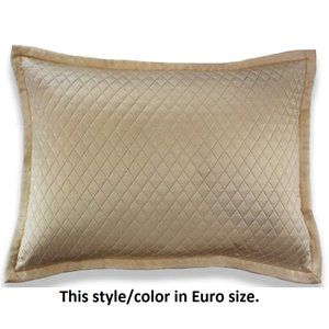 $263! NWT Ann Gish 100% Silk Charmeuse Quilted Euro Pillow Sham - Sand